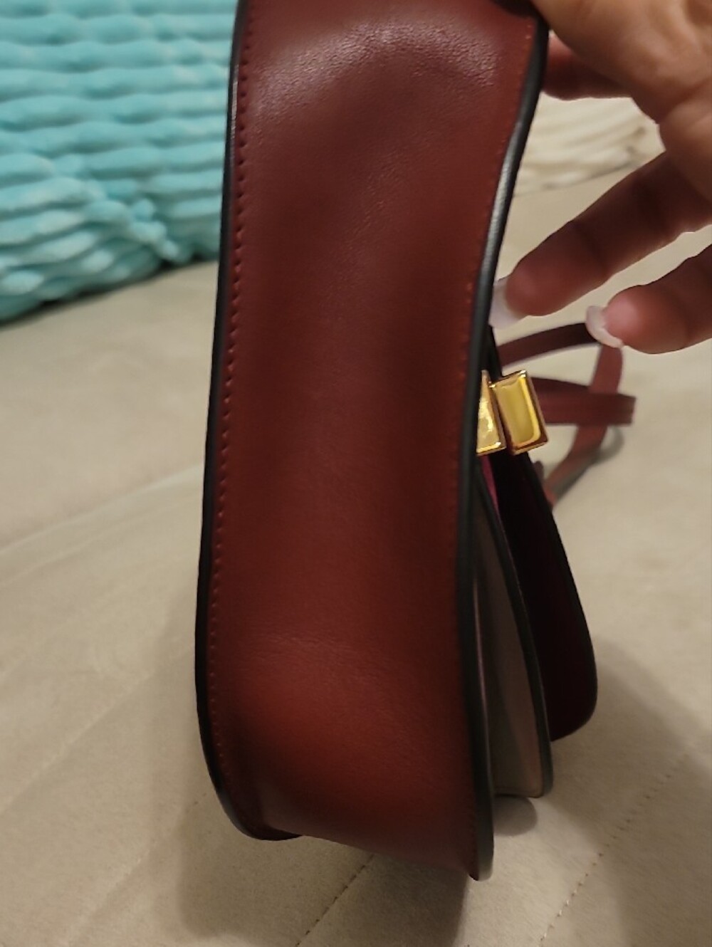 Chloé Georgia Saddle Bag In Burgundy - Picture 10 of 10